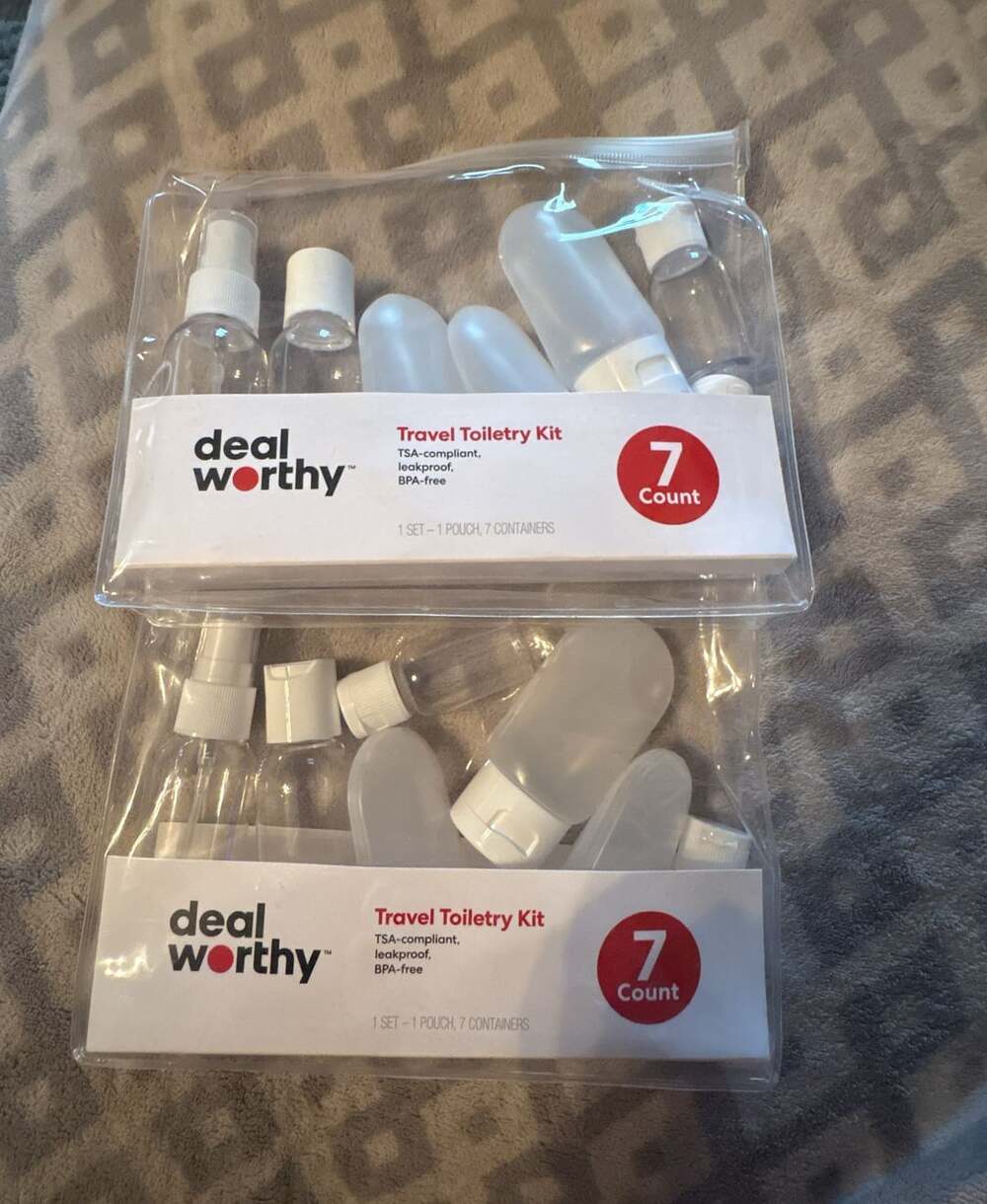 Dealworthy Travel Toiletry Kit 7 Count Clear Pack of 2